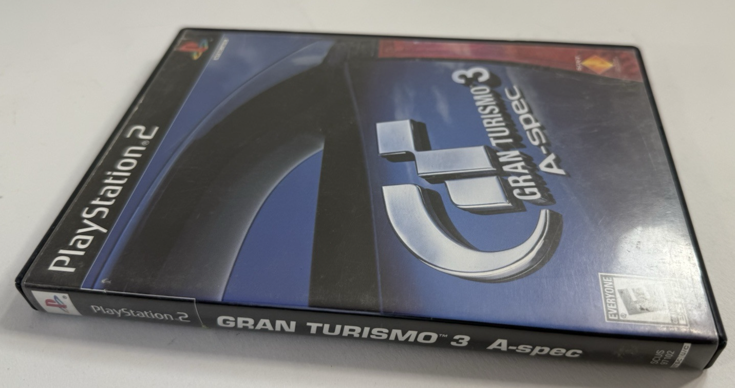 Gran Turismo 3 A-spec (PlayStation 2, 2001) Black Label Game Case Manual -Tested