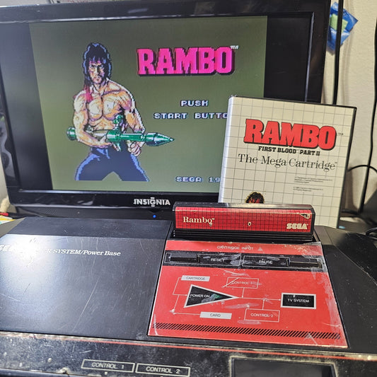 Rambo: First Blood Part II (Sega Master System, 1986) Game and Case - Tested