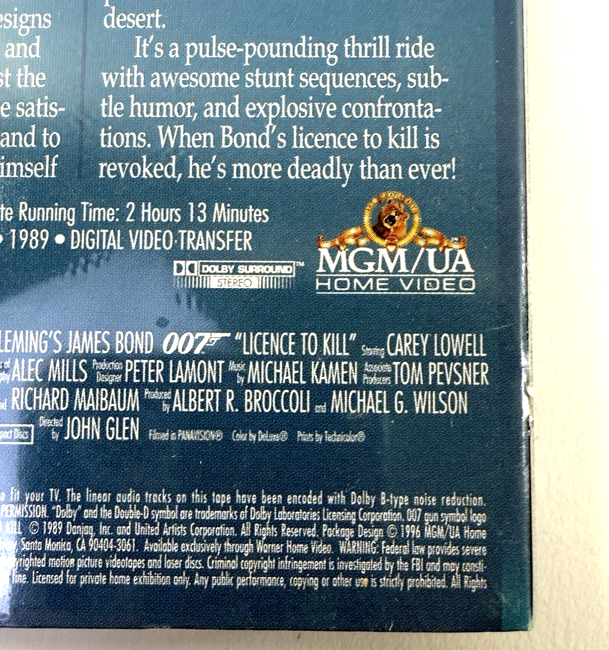 James Bond: License To Kill (1996, VHS) New, Factory Sealed Timothy Dalton Film