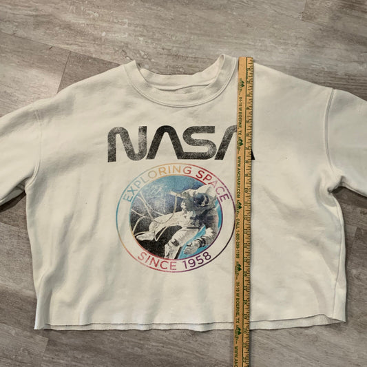 NASA Sweater Womens Medium Cutoff Pullover White