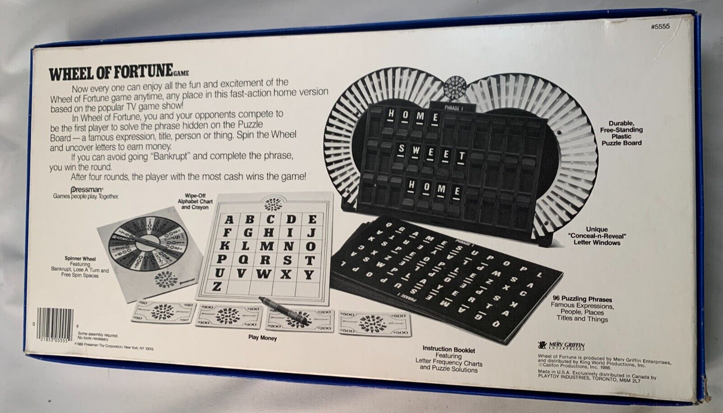 Wheel Of Fortune Board Game Vintage 1985 Pressman 100% Complete