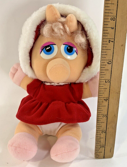 1987 Muppet Baby Miss Piggy Vintage Plush Christmas Doll 9" Jim Henson