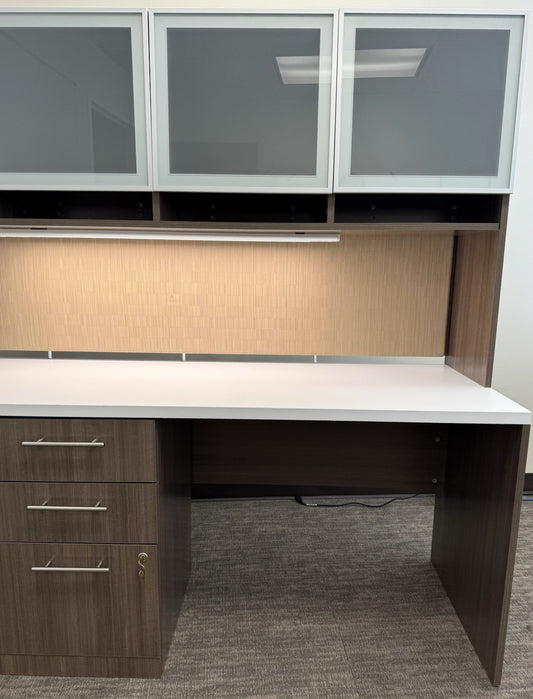 Modern 72” Executive Credenza Desk With Hutch - Local Pickup Only