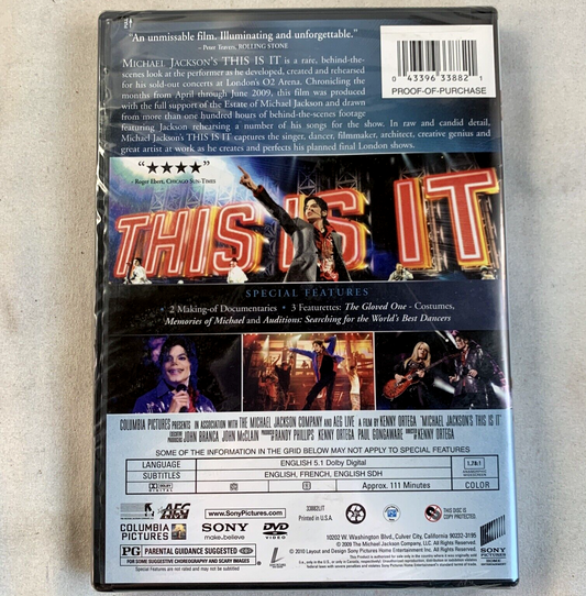 Michael Jackson's This Is It (DVD, 2009) New, Factory Sealed