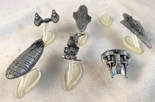 Galoob 1993/94 Star Wars Micro Machines - 6 Die-Cast Ships + 7 Display Stands