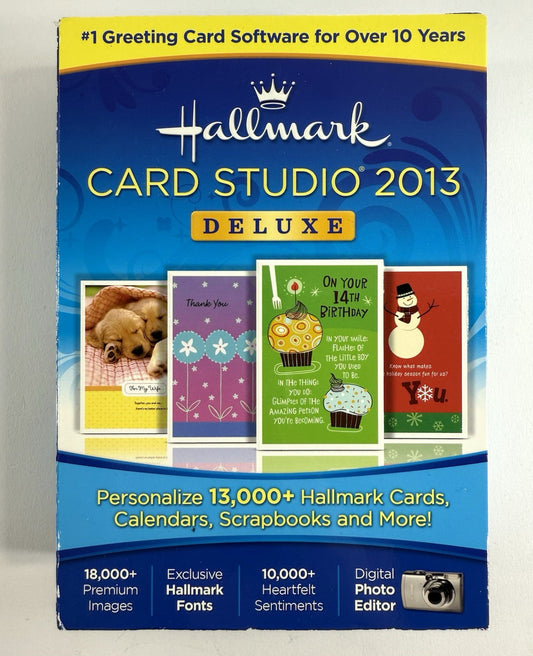 Hallmark Card Studio 2013 Deluxe (Windows, DVD-ROM) Discs, Box, Manual, Inserts