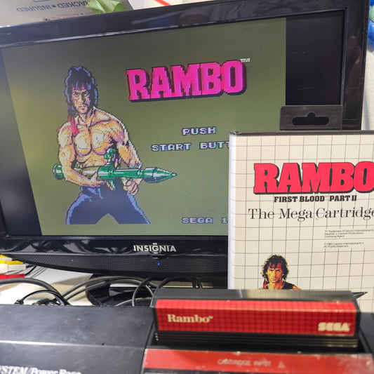 Rambo: First Blood Part II (Sega Master System, 1986) Game and Case - Tested