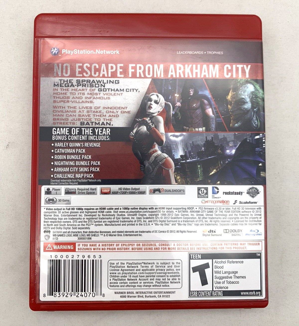 Batman: Arkham City - Game of the Year Edition (PlayStation 3, 2012) - Tested