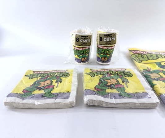 Unique 1989 Teenage Mutant Ninja Turtle Party Napkins, Tablecloth & Cups - New