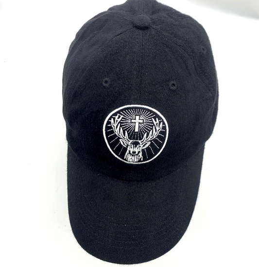Jägermeister Size M-L "Shots Happen" Fitted Black Baseball Cap Hat with Logo