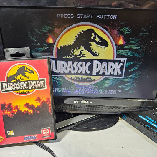 Jurassic Park (Sega Genesis, 1993) Game and Case with Hangtab - Tested