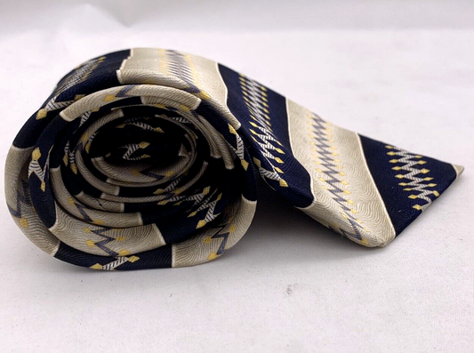 DiMoggio Navy Blue Silver Gold 62” Men’s Geometric Tie