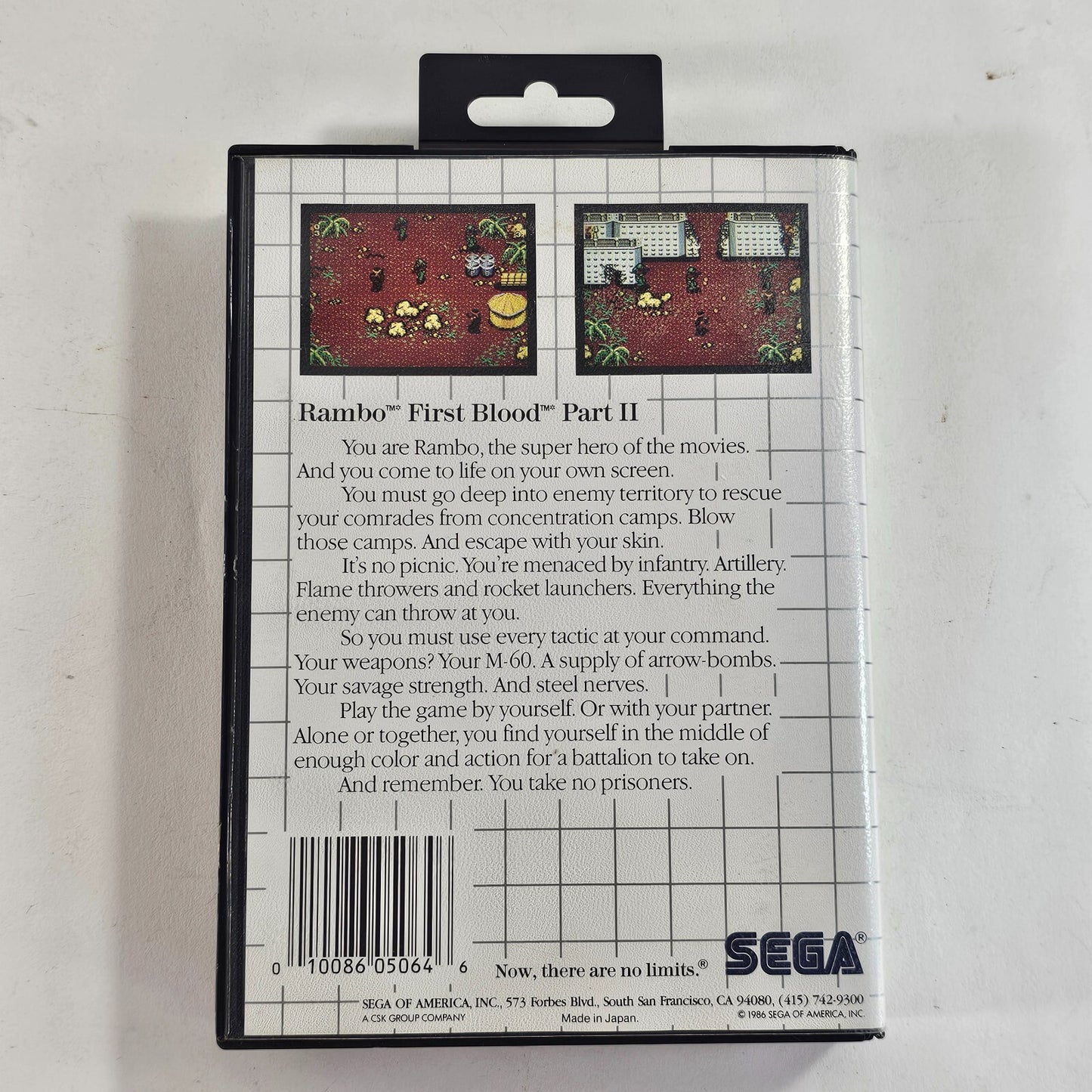 Rambo: First Blood Part II (Sega Master System, 1986) Game and Case - Tested