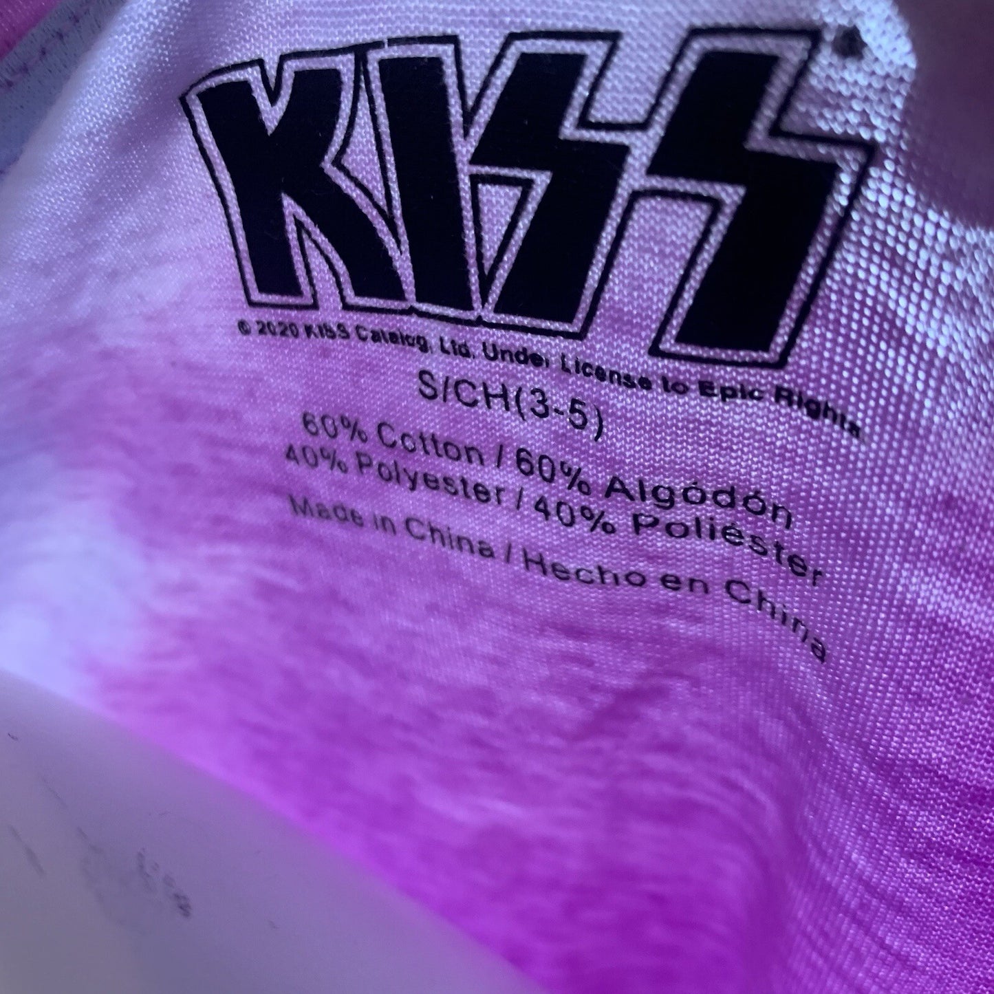 2020 KISS Officially Licensed Cropped T-shirt Tie Dye Women’s Size S (3-5)