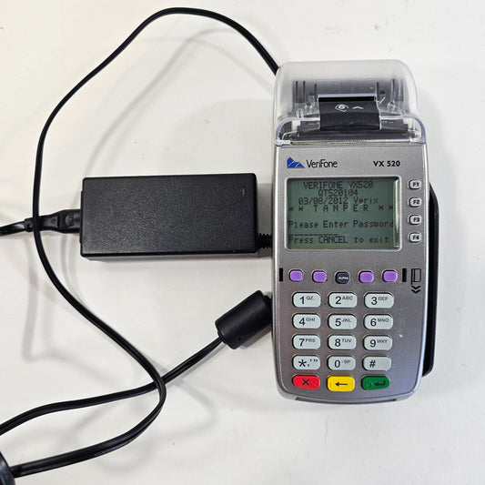 Verifone Dual Comm Credit Card Terminal Reader Model VX520 w/Power Supply - READ