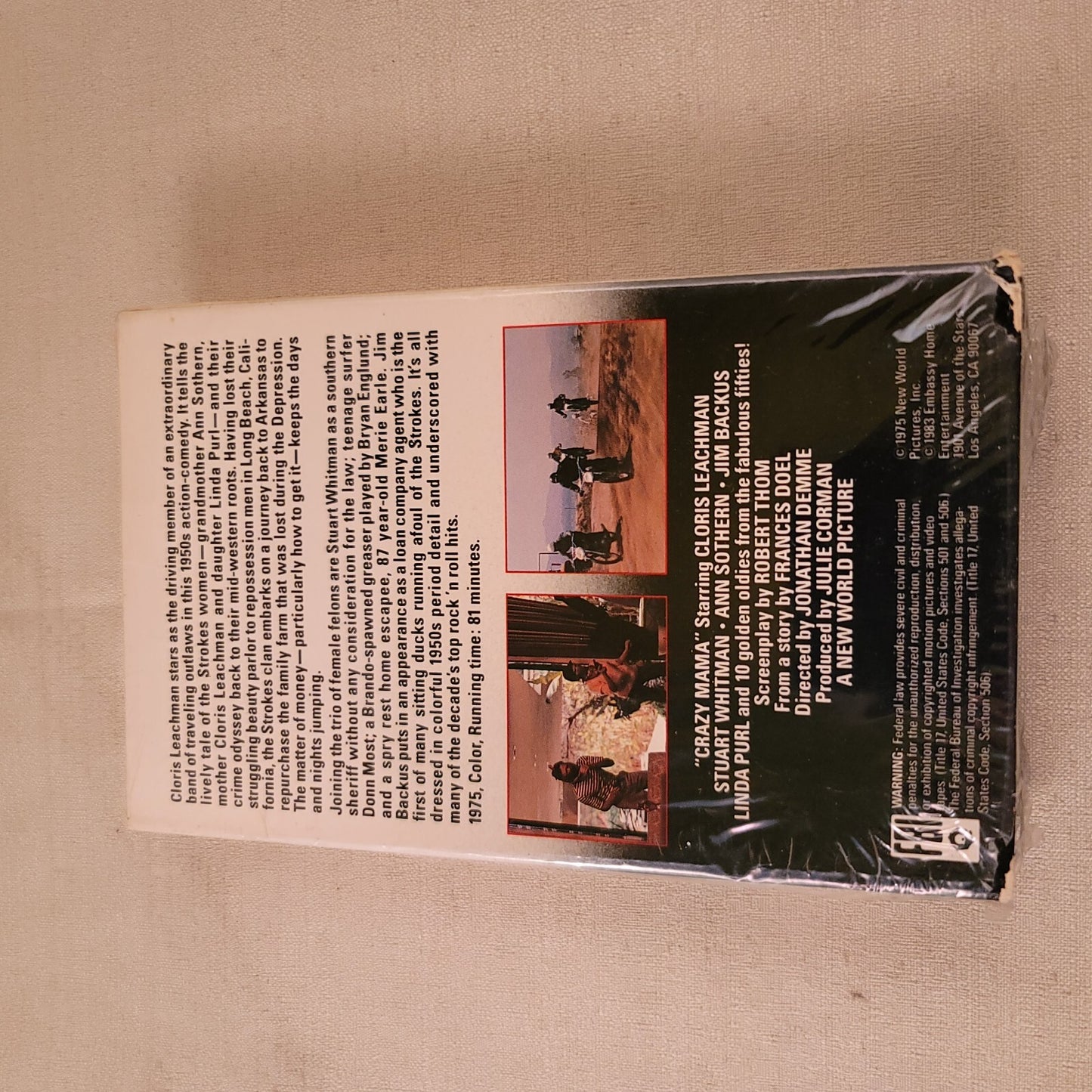 CRAZY MAMA (1975) Beta Cloris Leachman STUART WHITMAN Roger Corman SEALED New!