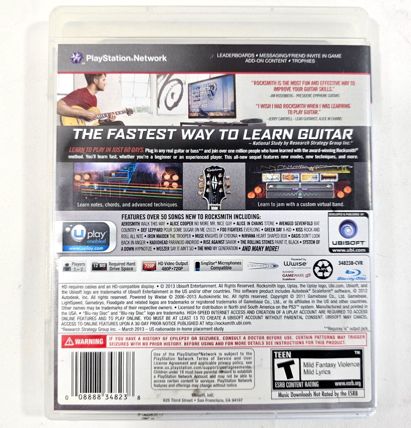 Rocksmith -- 2014 Edition (Sony PlayStation 3, 2013) Game Case Manual Inserts