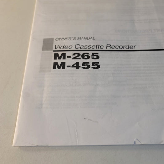 Toshiba owners manual video cassette recorder m-265 m-245 in English Vintage