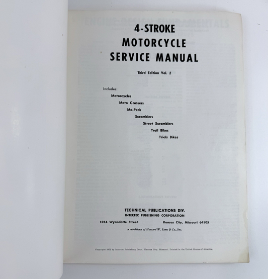 Motorcycle 4-Stroke Service Manual Third Edition. Vol. 2 (Softcover, 1972)