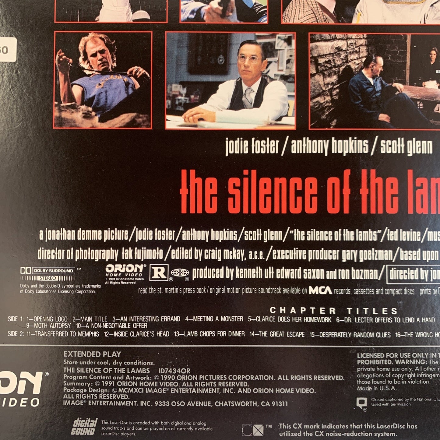 The Silence of the Lambs (Extended Play CLV Laserdisc, 1991) - Tested & Working