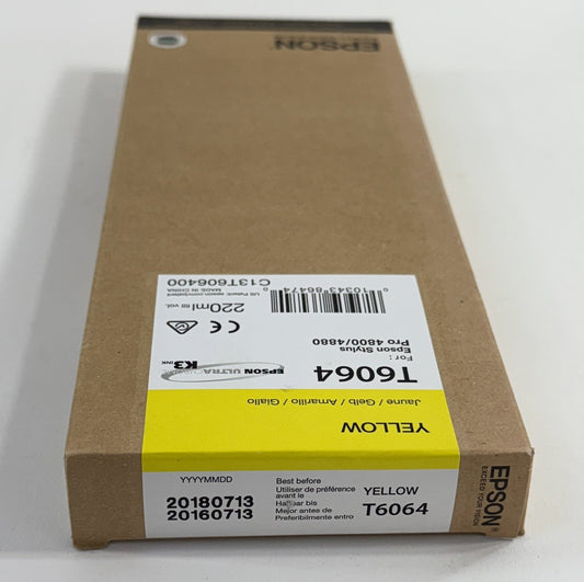 Epson UltraChrome K3 T606 Yellow Ink Cartridge (C13T606400) Sealed Exp 7/2018