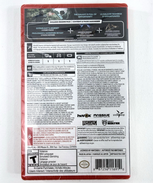 Star Wars Outlaws -- Gold Edition (Nintendo Switch 2, 2025) New, Factory Sealed