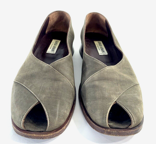 Giorgio Armani Le Collezioni Size 36 (US 5.5) Peep Toe Leather Flats