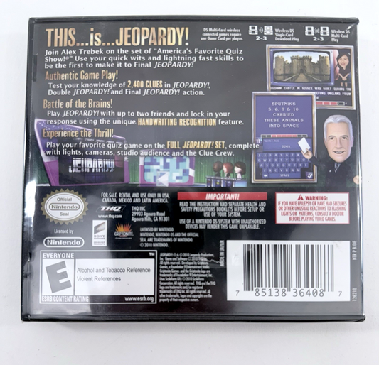 Jeopardy (Nintendo DS, 2010) New, Factory Sealed Alex Trebek Quiz Game