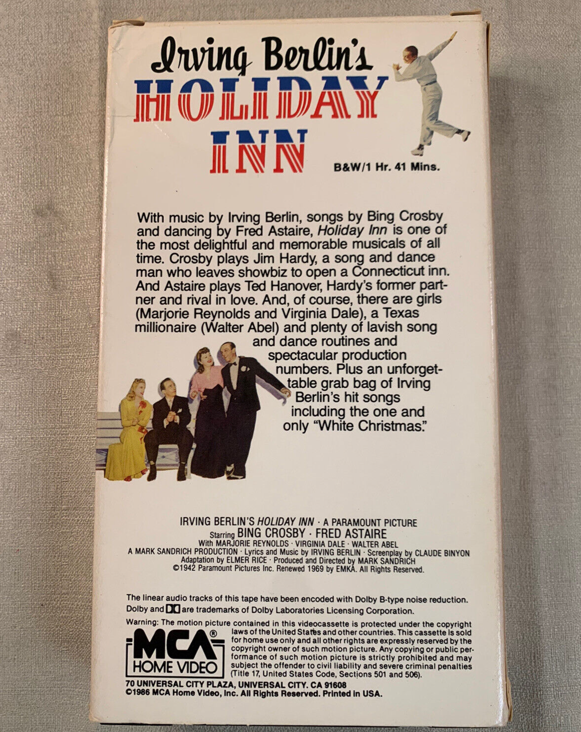 Irving Berlin's Holiday Inn (VHS, 1986) Bing Crosby, Fred Astaire - Tested