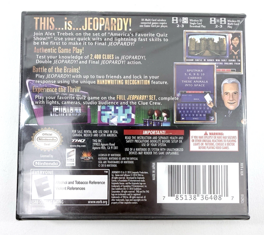 Jeopardy (Nintendo DS, 2010) New, Factory Sealed Alex Trebek Quiz Game
