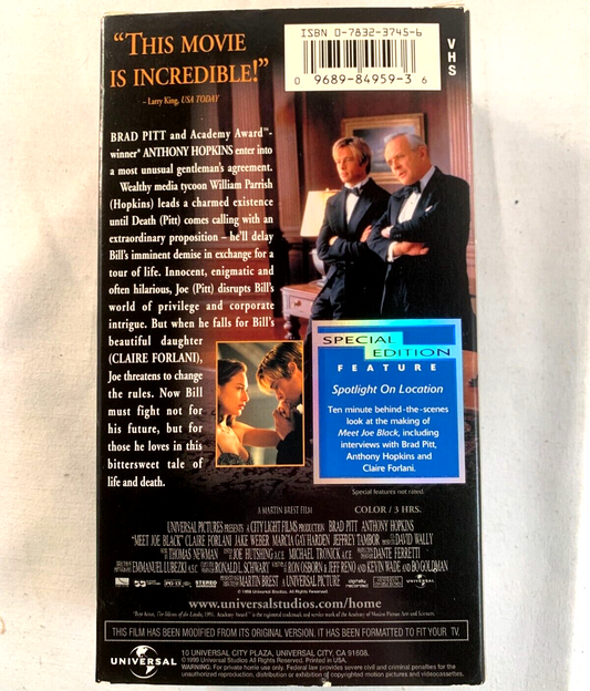 Meet Joe Black (VHS, 2000, 2-Tape Set, Special Edition) - Tested and Working