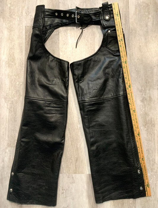 Biker’s Club Leather Chaps Motorcycle Riding Pants Black Biker Unisex XS