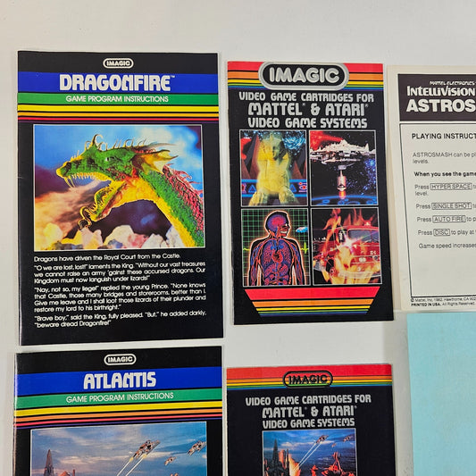 Mattel Intellivision Imagic Manuals and Inserts - Dragonfire, Atlantis, and more