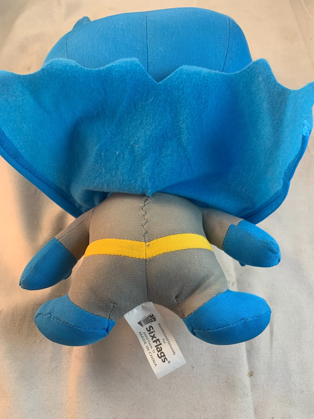 DC Comics Batman Six Flags Texas Fat Head Blue Plush Stuffed Doll 16”