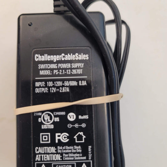 Challenger Cable Sales 12V 2.67A Switching Power Supply PS-2.1-12-267DAT