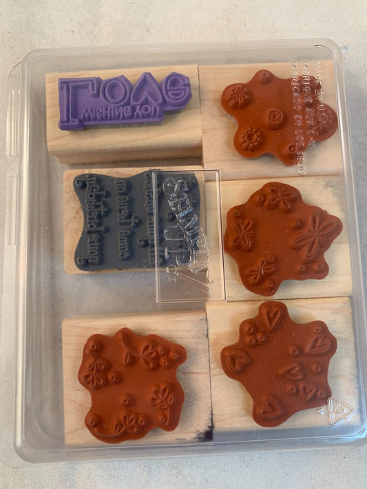 Stampin Up (Lot of 6) Best Wishes Stamps (hearts, flowers, wishes )