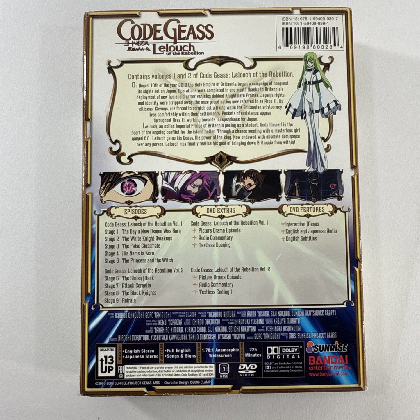 Code Geass: Lelouch of the Rebellion - Part 1 (DVD, 2008, 2-Disc Set) - Tested