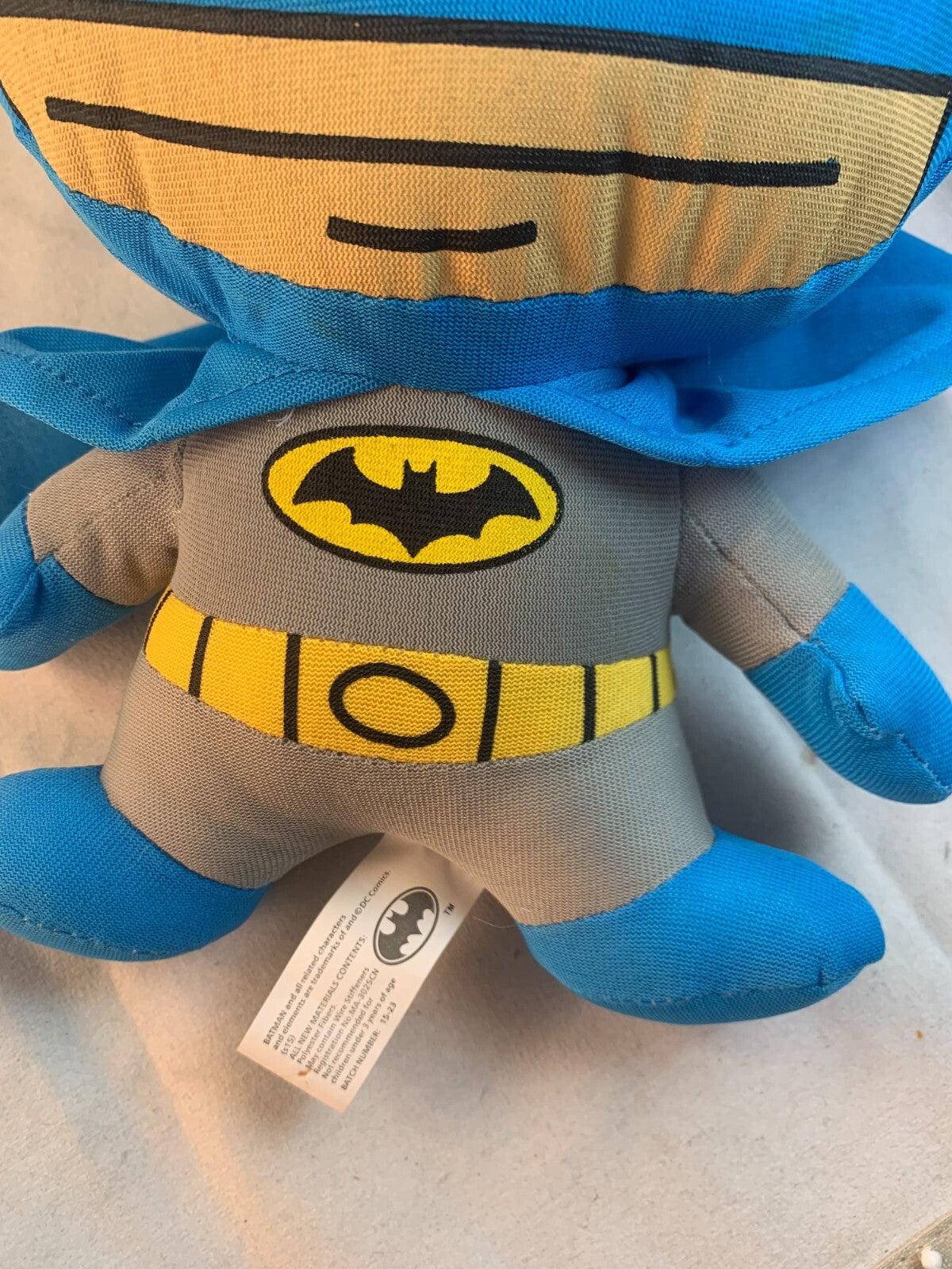 DC Comics Batman Six Flags Texas Fat Head Blue Plush Stuffed Doll 16”