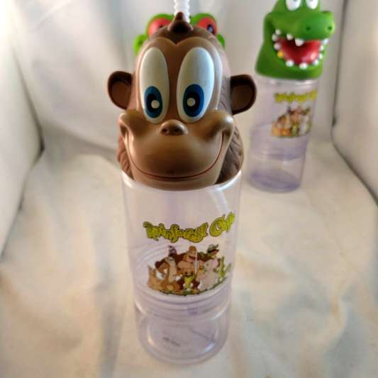 3D Frog Gorilla Alligator Rainforest Café Souvenir Travel Water Bottle W/Handle