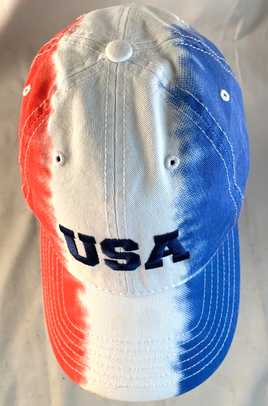 Mighty Fine Adjustable USA Red White and Blue Hat with American Flag Embroidery