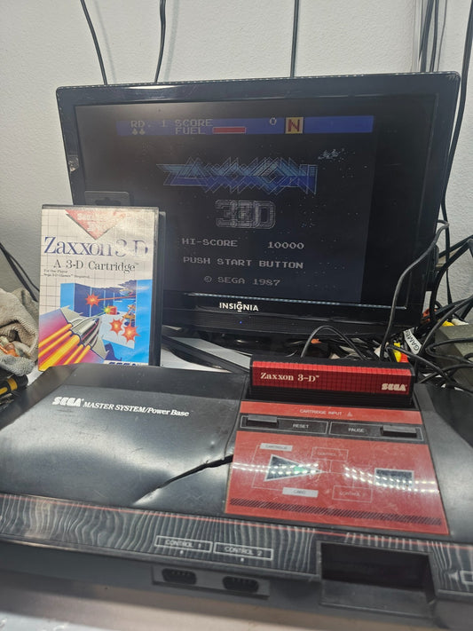 Zaxxon 3-D (Sega Master System, 1988) Game, Case, and Poster - Tested