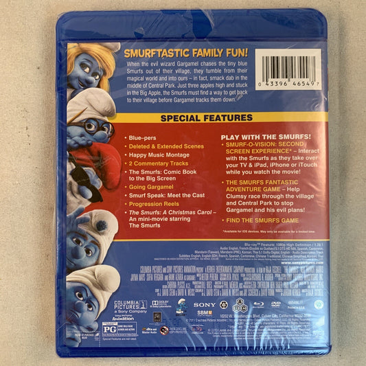 The Smurfs (Blu-ray/DVD Combo Pack) New, Factory Sealed