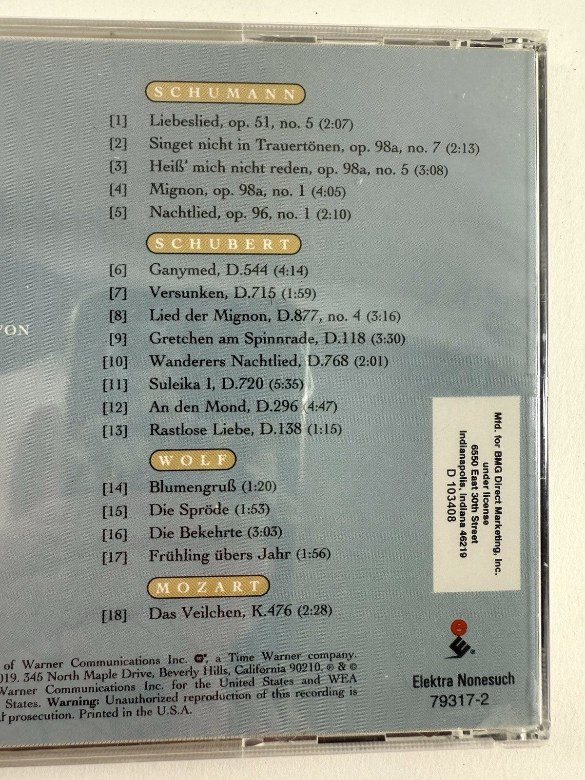 Goethe Lieder by Richard Goode (Piano) & Dawn Upshaw (Soprano) (CD, 1994) New