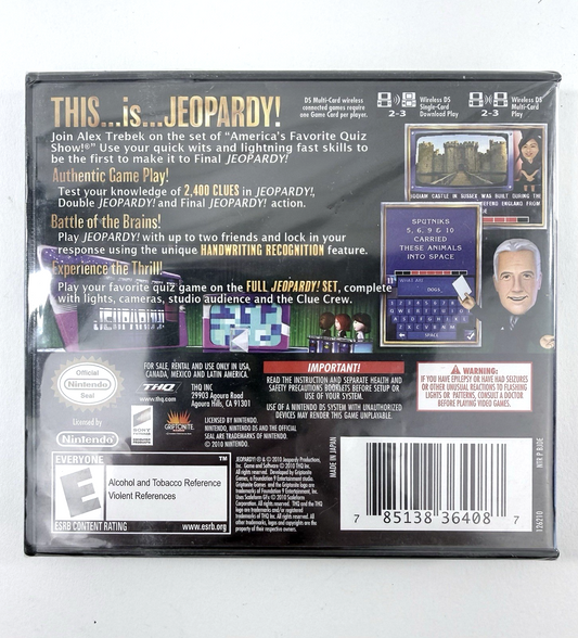 Jeopardy (Nintendo DS, 2010) New, Factory Sealed Alex Trebek Quiz Game
