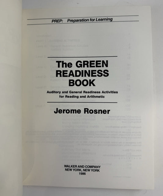 Green Readiness Book Auditory and General Activities (Paperback, 1986) Rosner, J