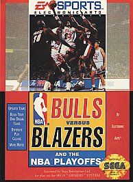 Bulls vs. Blazers and the NBA Playoffs (Sega Genesis, 1993) Game, Case, Manual