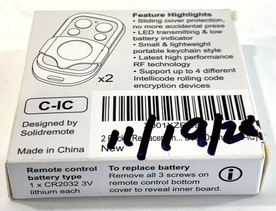 Solidremote Replacement Remote RF Transmitter C-IC Garage Door Opener Set Of 2