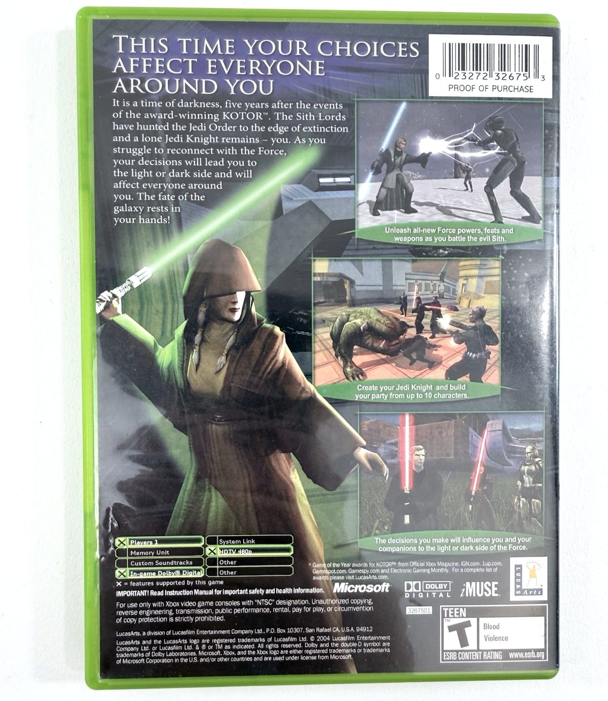 Star Wars: Knights of the Old Republic II (Xbox, 2004) Game Case Manual Reg.