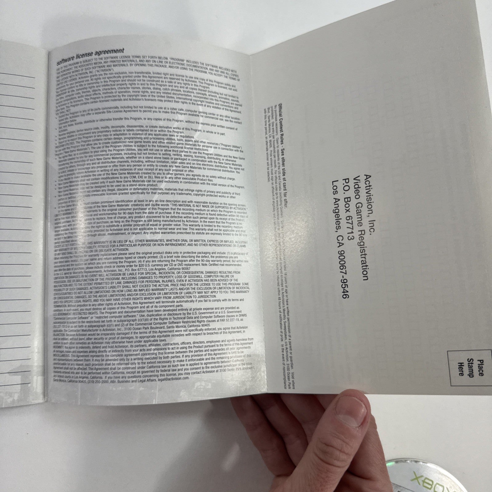 Tony Hawk's Pro Skater 3 (Microsoft Xbox, 2003) Game Case Manual Registration