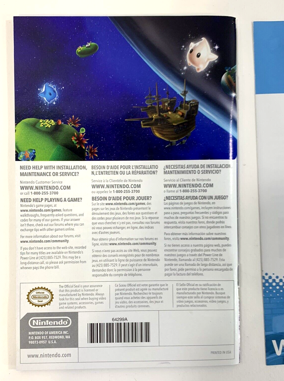 Super Mario Galaxy (Nintendo Wii, 2007) Game Case Manual Inserts - Tested